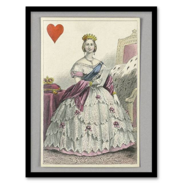 "Artery8 E Le Tellier Victoria Queen of Hearts Card Design Framed Art Print - Size: W12"" x H16""" - image 1