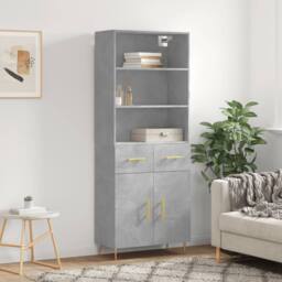 Berkfield Home Highboard Concrete Grey 69.5x34x180 cm Engineered Wood - thumbnail 2