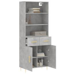 Berkfield Home Highboard Concrete Grey 69.5x34x180 cm Engineered Wood - thumbnail 3