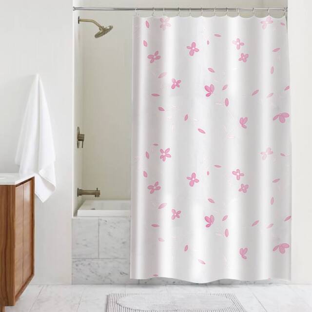 Showerdrape Sakura White & Pink Shower Curtain - image 1