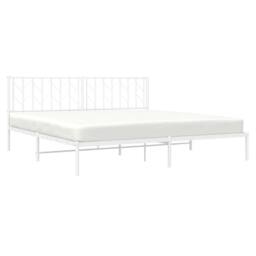 Berkfield Home Metal Bed Frame without Mattress with Headboard White 193x203cm - Size: 193x203 cm - thumbnail 5