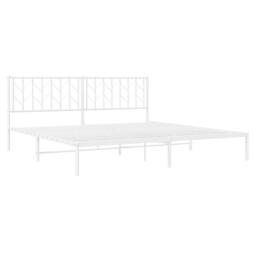 Berkfield Home Metal Bed Frame without Mattress with Headboard White 193x203cm - Size: 193x203 cm - thumbnail 4