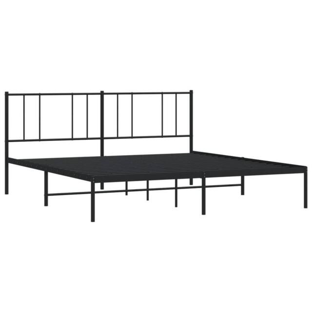 Berkfield Home Metal Bed Frame with Headboard Black 180x200 cm Super King - image 1