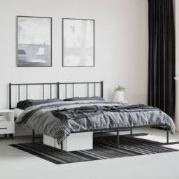 Berkfield Home Metal Bed Frame with Headboard Black 180x200 cm Super King - thumbnail 4