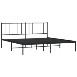 Berkfield Home Metal Bed Frame with Headboard Black 180x200 cm Super King - thumbnail 1