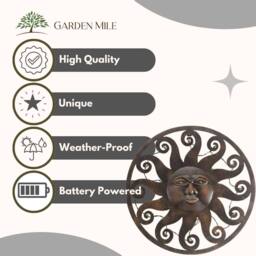 Marco Paul Large Light Up Sun Wall Decoration in Bronze - thumbnail 5