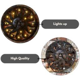 Marco Paul Large Light Up Sun Wall Decoration in Bronze - thumbnail 7