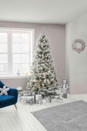 Neo 7ft Flocked Snow Effect Spruce Fir Tree Artificial Christmas Tree Xmas in Bottle Green - thumbnail 1