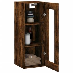 Berkfield Home Wall Mounted Cabinet Smoked Oak 34.5x34x90 cm in Brown - thumbnail 5