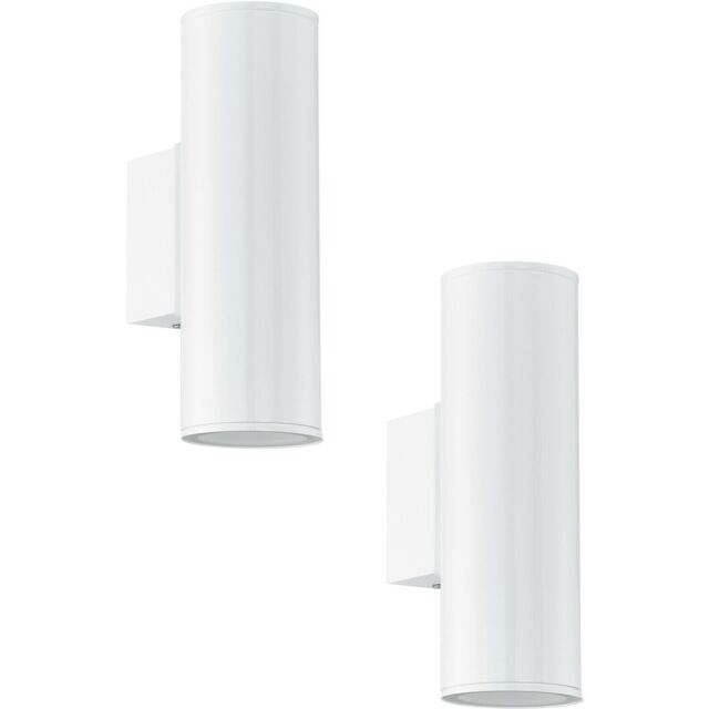 Loops 2 PACK IP44 Outdoor Wall Light White Up & Down Light 2x 3W GU10 Porch Lamp - image 1