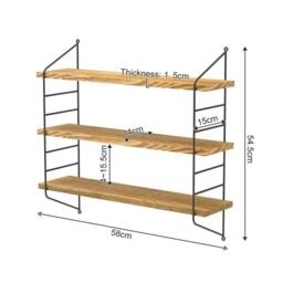 EONLION Light Brown 3-Tier Wall Mounted Floating Shelves Wall Shelf - Size: 100 cm - thumbnail 2