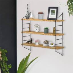 EONLION Light Brown 3-Tier Wall Mounted Floating Shelves Wall Shelf - Size: 100 cm - thumbnail 3
