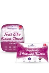 Slumberdown Feels Like Down 13.5 Tog Duvet with 2 Rebound Pillows in White - Size: Super King
