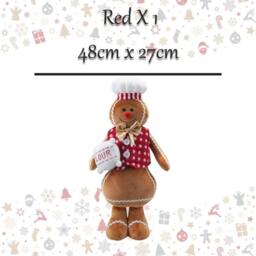 VFM e-Store Christmas Gingerbread Man Decoration 48cm x 27cm Red X 1 - Size: 48 cm x 27 cm - thumbnail 2