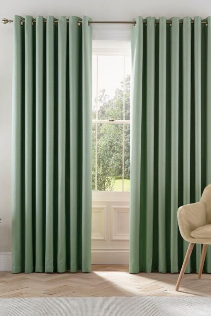 Helena Springfield 'Eden' Woven Lined Curtains in Light Green - Size: 228 cm width x 228 cm drop - image 1