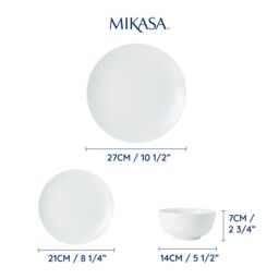 Mikasa 12 Piece 'Chalk' Porcelain Dinner Set, White, Gift Boxed in White - thumbnail 7