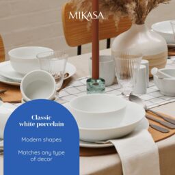 Mikasa 12 Piece 'Chalk' Porcelain Dinner Set, White, Gift Boxed in White - thumbnail 9