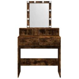 Berkfield Home Beautiful Dressing Table with LED Smoked Oak 80x41x144.5 cm in Brown - thumbnail 5