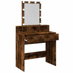 Berkfield Home Beautiful Dressing Table with LED Smoked Oak 80x41x144.5 cm in Brown - thumbnail 8
