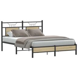 Berkfield Home Bed Frame without Mattress Sonoma Oak 137x190 cm Engineered Wood in Brown - thumbnail 3