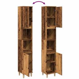 Berkfield Home Bathroom Cabinet Old Wood 30x30x190 cm Engineered Wood in Brown - Size: 30 x 30 x 190 cm - thumbnail 8