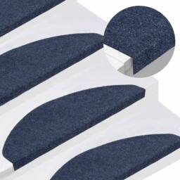 Berkfield Home Stair Mats Self-adhesive 15 pcs 65x22.5x3.5 cm Blue - Size: Medium - thumbnail 1