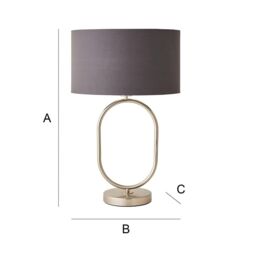 ValueLights Antonia Fabric Drum Lamp Shade Brushed Chrome Oval Table Lamp in Charcoal - thumbnail 7