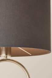 ValueLights Antonia Fabric Drum Lamp Shade Brushed Chrome Oval Table Lamp in Charcoal - thumbnail 4