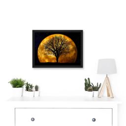 Artery8 Photo Composition Nature Silhouette Moon Star Tree Artwork Framed Wall Art Print A4 in Black - thumbnail 2