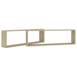 Berkfield Home Wall Cube Shelf 2 pcs Sonoma Oak 100x15x30 cm Engineered Wood in Brown - Size: 100 x 15 x 30 cm - thumbnail 5