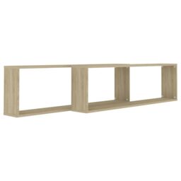 Berkfield Home Wall Cube Shelf 2 pcs Sonoma Oak 100x15x30 cm Engineered Wood in Brown - Size: 100 x 15 x 30 cm - thumbnail 4