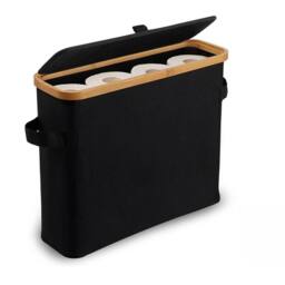 Nordara Bamboo Toilet Paper Basket Bathroom Storage in Black - thumbnail 1