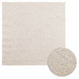 Berkfield Home Rug ZIZUR Cream 120x120 cm Jute Look Indoor & Outdoor - Size: Medium - thumbnail 2