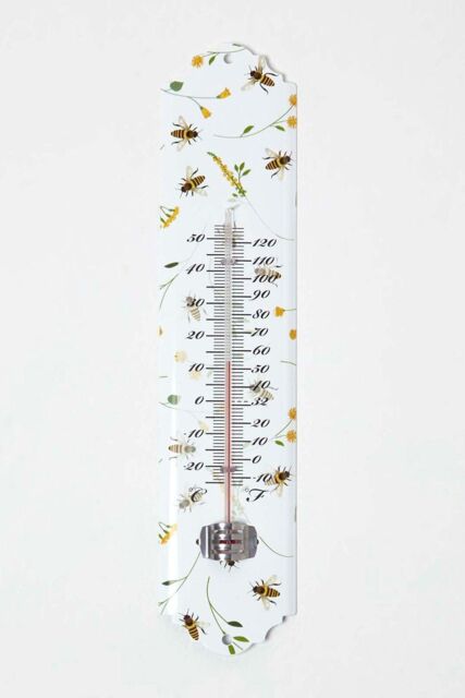 Homescapes Outdoor Thermometer with Bee Design in White - image 1