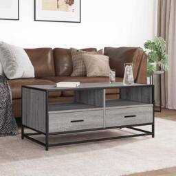 Berkfield Home Coffee Table Grey Sonoma 100x50x45 cm Engineered Wood & Metal - Size: 100 x 50 x 45 cm - thumbnail 3