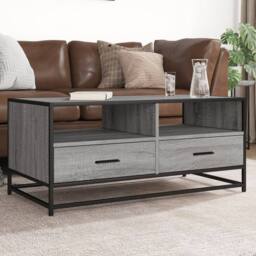 Berkfield Home Coffee Table Grey Sonoma 100x50x45 cm Engineered Wood & Metal - Size: 100 x 50 x 45 cm - thumbnail 2