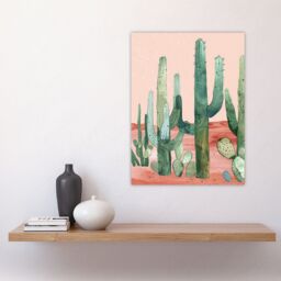 "Artery8 Saguaro Cactus Pink Mexican Desert Landscape Wall Art Print - Size: W18"" x H24""" - thumbnail 4