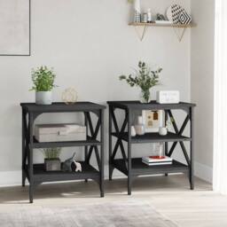 Berkfield Home Side Tables 2 pcs Black 40x42x50 cm Engineered Wood - Size: 40 x 42 x 50 cm - thumbnail 3