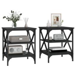 Berkfield Home Side Tables 2 pcs Black 40x42x50 cm Engineered Wood - Size: 40 x 42 x 50 cm - thumbnail 4