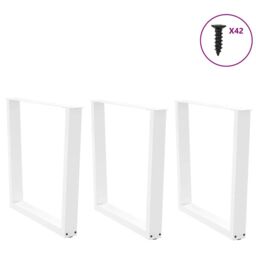 Berkfield Home Dining Table Legs V-Shape 3 pcs White 90x(72-73.3) cm Steel - thumbnail 3