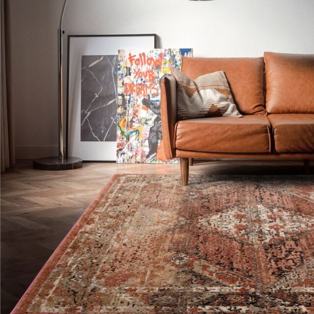 The Rug Shop UK Orange Traditional Persian Easy to clean Machine Made Geometric Rug - Size: 195 cm x 290 cm - image 1