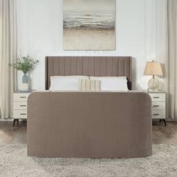 Aspire Kensington Wingback Chenille TV Bed with Ottoman Storage in Taupe - Size: King - thumbnail 4