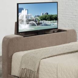 Aspire Kensington Wingback Chenille TV Bed with Ottoman Storage in Taupe - Size: King - thumbnail 7