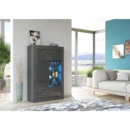 Creative Furniture Arcadia Display Cabinet 140cm - Dark Grey with Gloss Doors, LED Lights - thumbnail 2