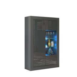 Creative Furniture Arcadia Display Cabinet 140cm - Dark Grey with Gloss Doors, LED Lights - thumbnail 3