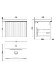 Balterley Fluted Wall Hung 1 Drawer Vanity Basin Unit & Basin 500mm - Satin Blue - thumbnail 8