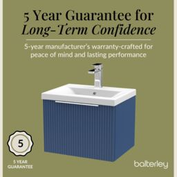 Balterley Fluted Wall Hung 1 Drawer Vanity Basin Unit & Basin 500mm - Satin Blue - thumbnail 6