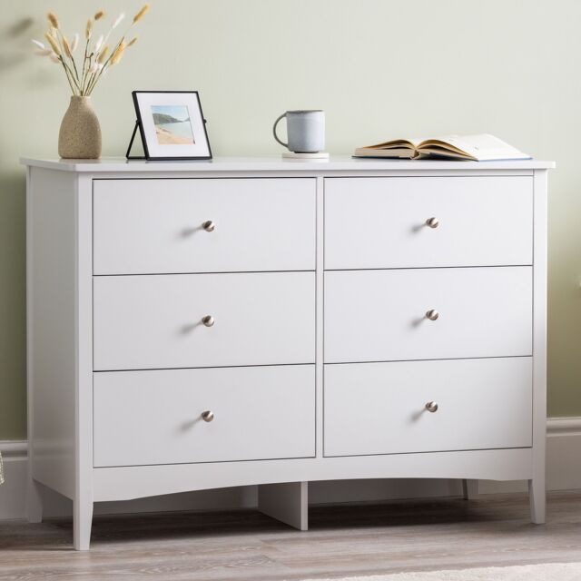 Christow White Chest of Drawers Modern 6 Drawer Bedroom Storage Unit Furniture Cabinet - image 1