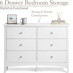 Christow White Chest of Drawers Modern 6 Drawer Bedroom Storage Unit Furniture Cabinet - thumbnail 3