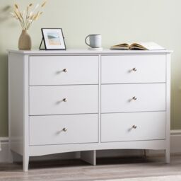 Christow White Chest of Drawers Modern 6 Drawer Bedroom Storage Unit Furniture Cabinet - thumbnail 1